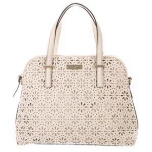 Kate Spade Cedar Street Perforated Handbag Beige Leather Satchel Purse